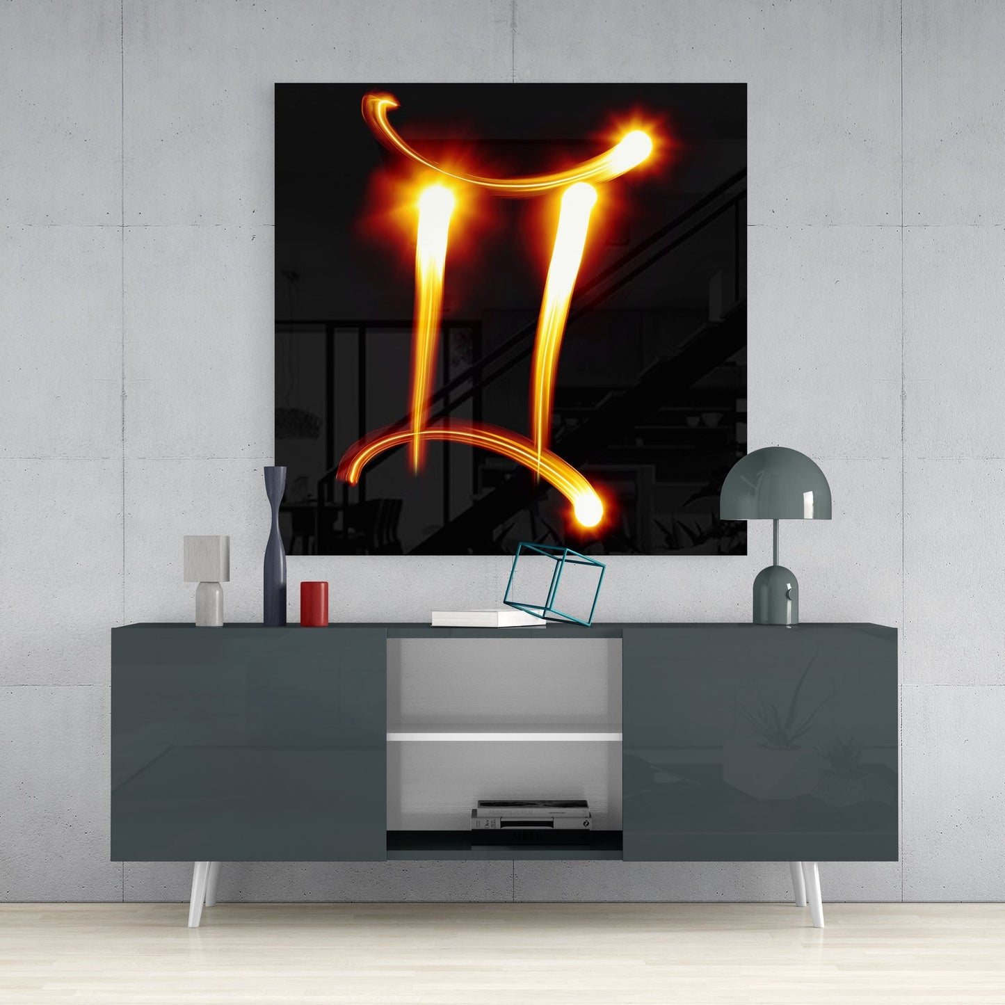Gemini Zodiac Symbol Glass Wall Art