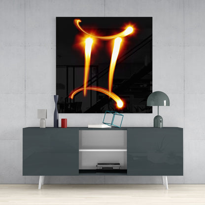 Gemini Zodiac Symbol Glass Wall Art