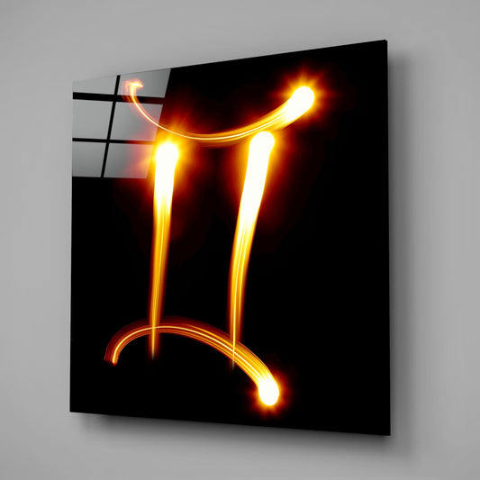 Gemini Zodiac Symbol Glass Wall Art