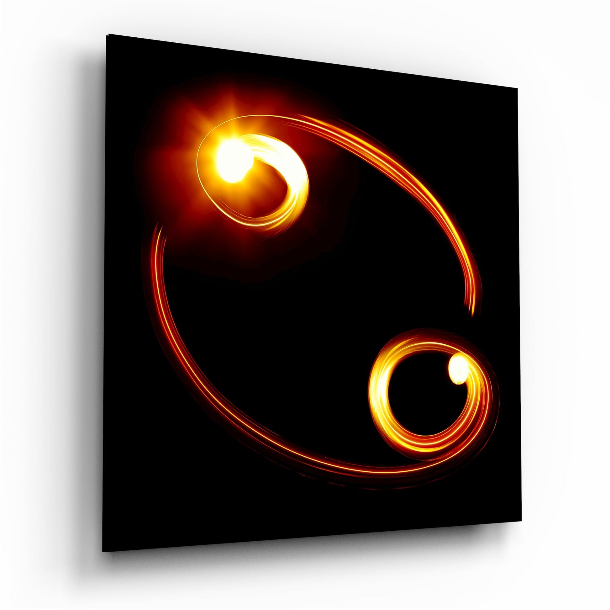 Cancer zodiac symbol glass wall art in fiery light