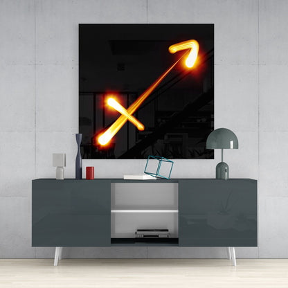 Sagittarius Zodiac Symbol Glass Wall Art