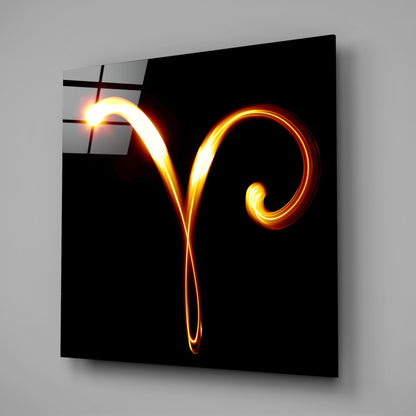 Aries Symbol Glass Wall Art