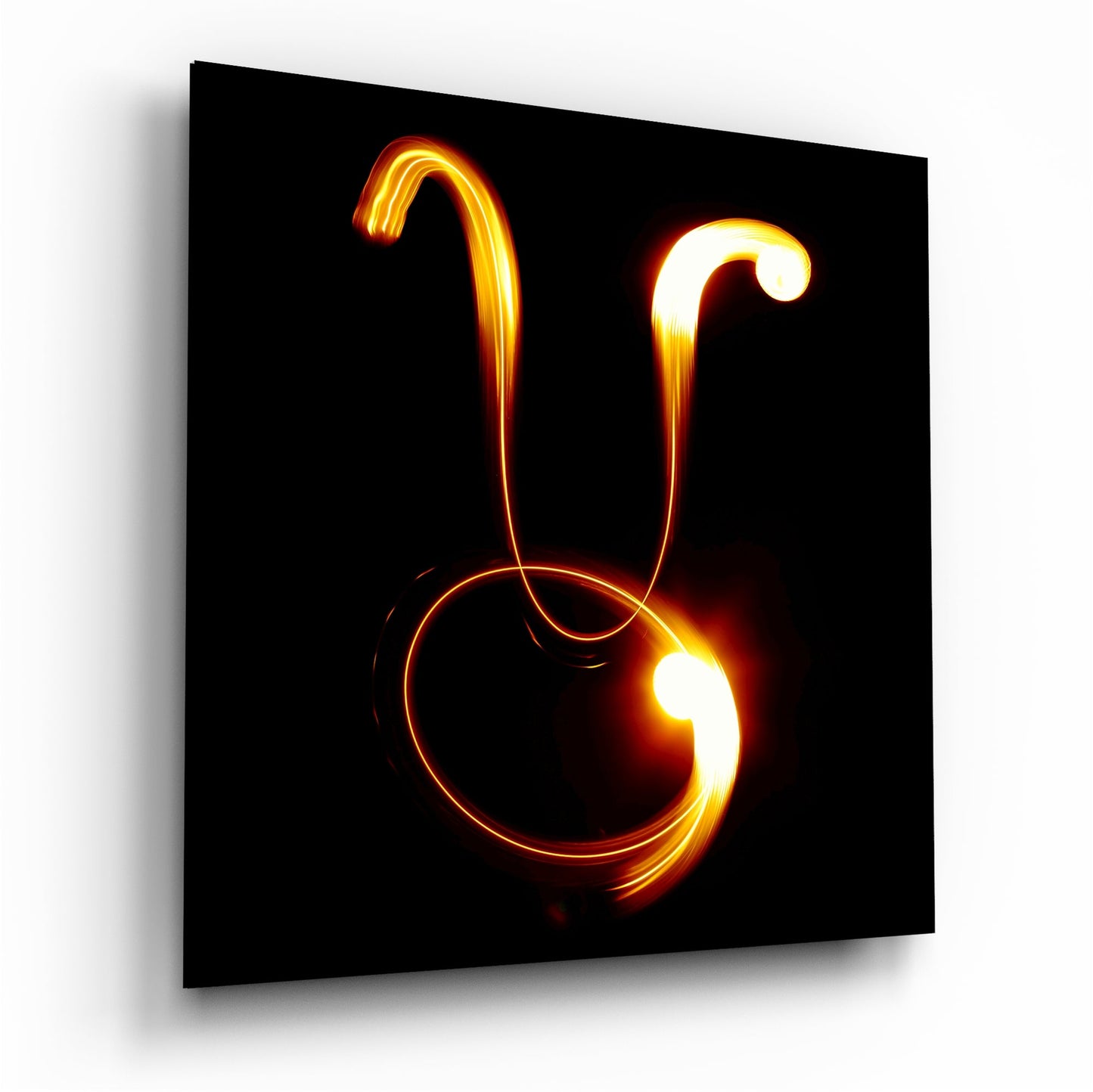 Glowing fire ring Taurus symbol glass wall art