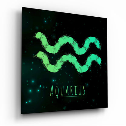 Starry Aquarius glass wall art print