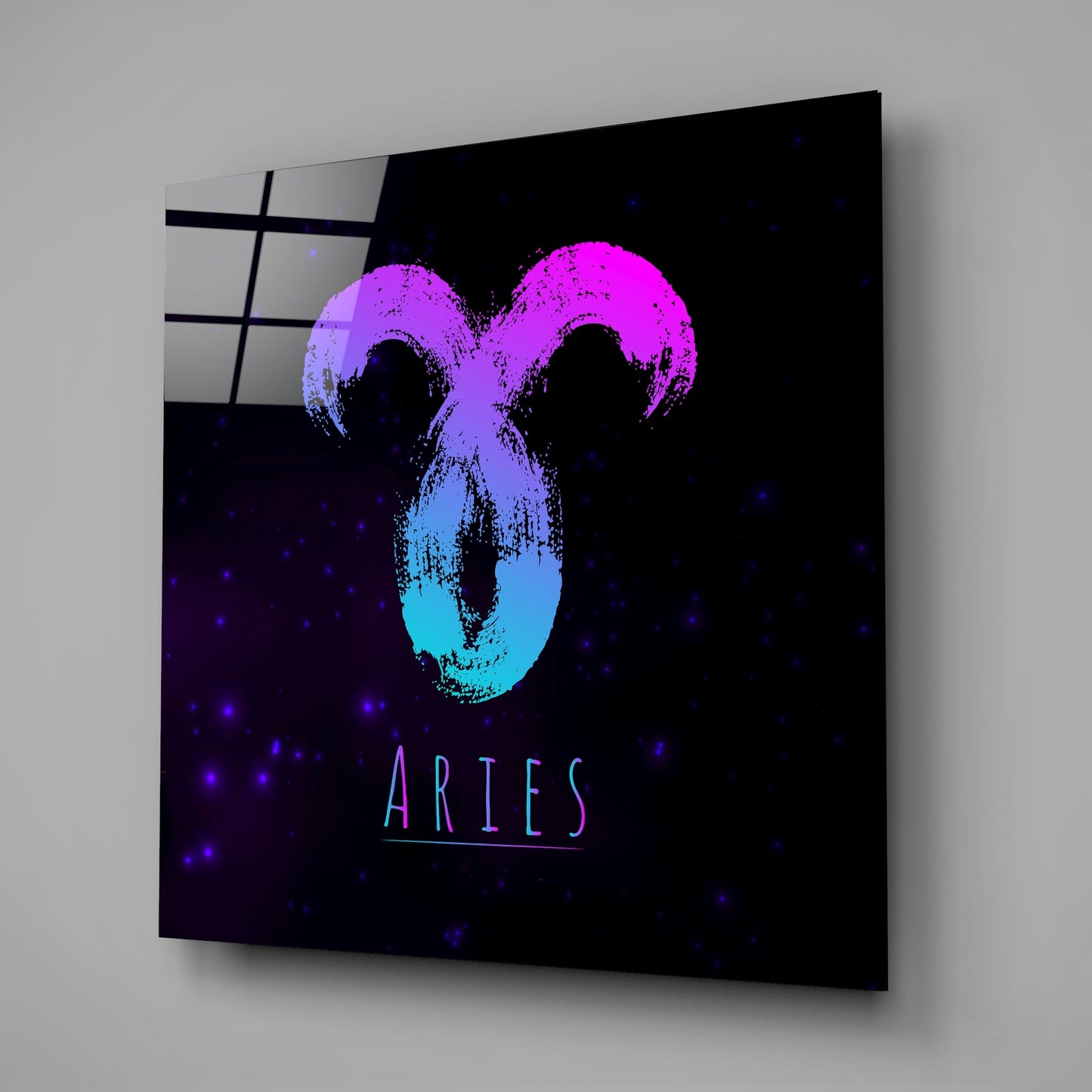 Magenta Cyan Aries Zodiac Glass Wall Art