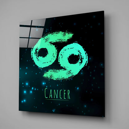Mint Green Starry Cancer Zodiac Glass Wall Art
