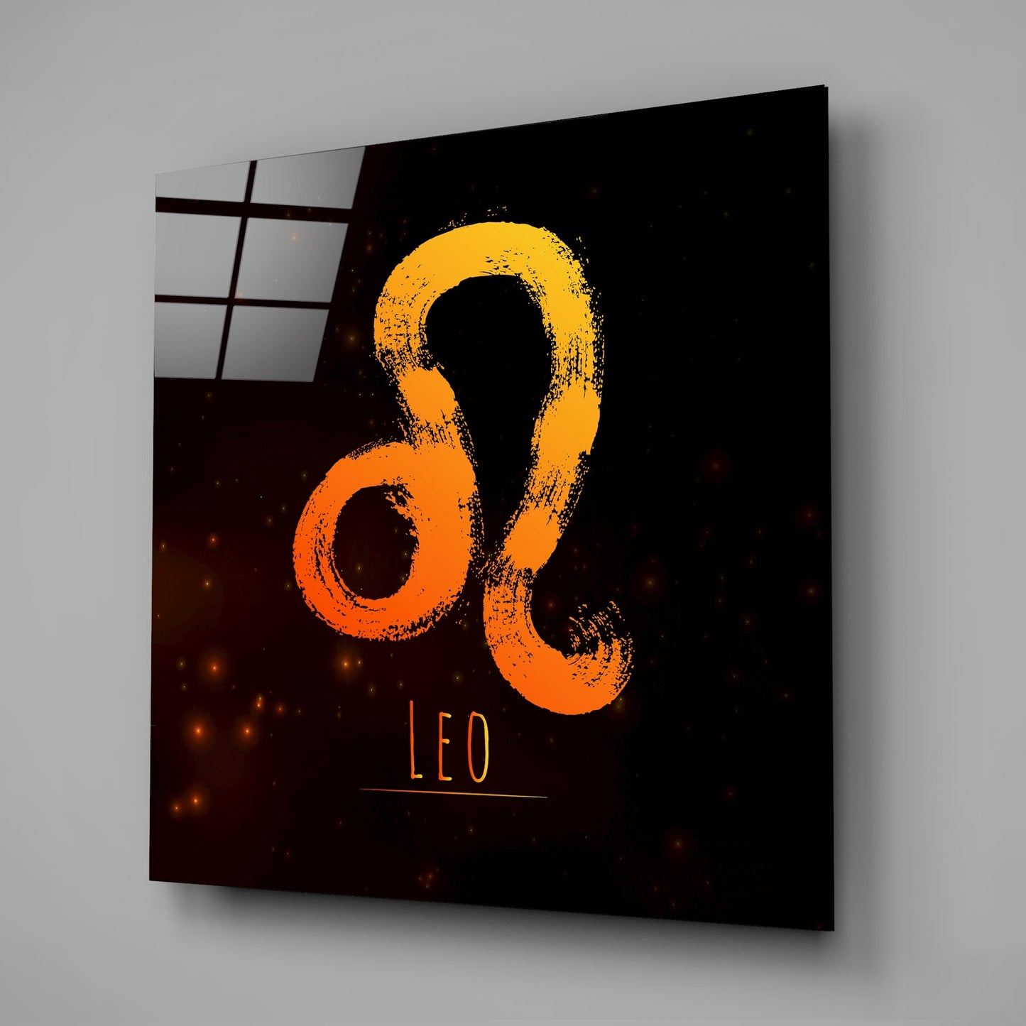 Orange Ember Sky Leo Zodiac Glass Wall Art