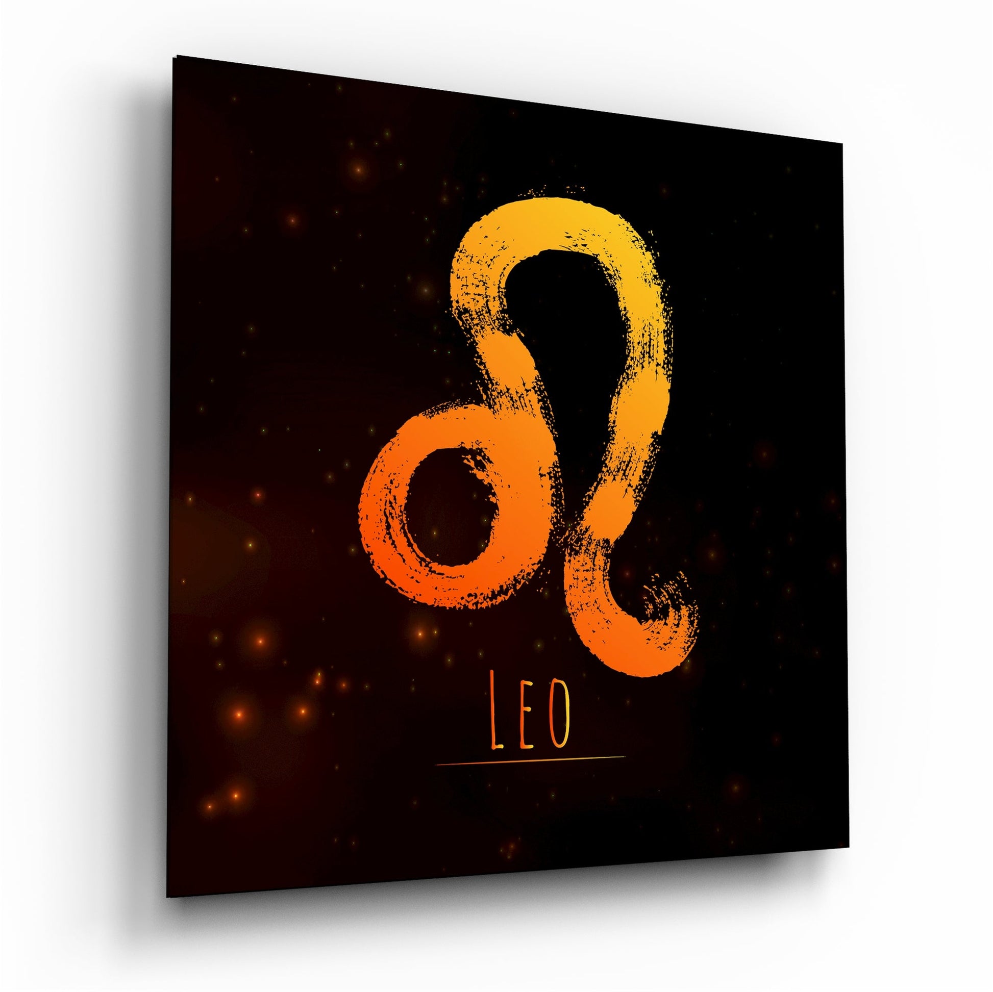 Orange ember sky Leo zodiac glass wall art