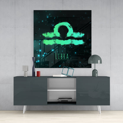 Starry Night Libra Zodiac Glass Wall Art