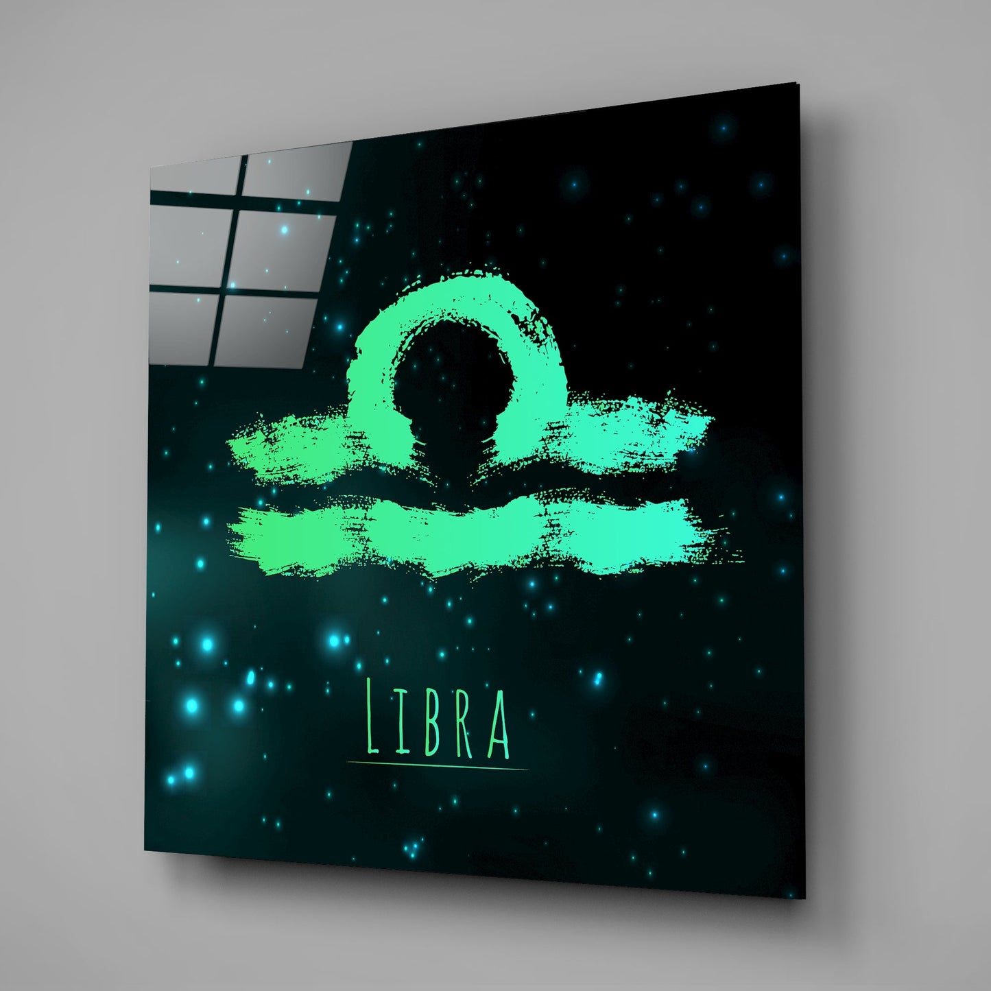 Starry Night Libra Zodiac Glass Wall Art