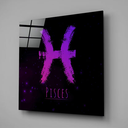 Magenta Brushstroke Pisces Glass Wall Art