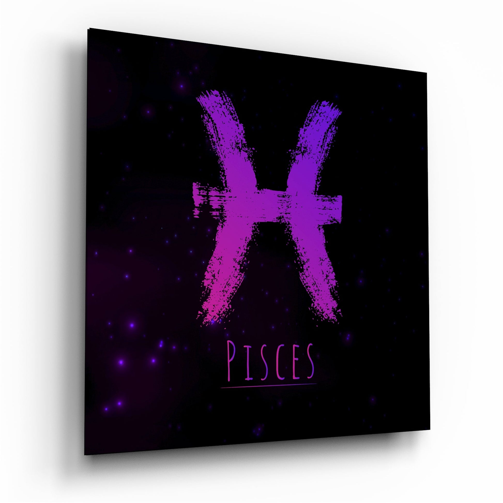 Magenta brushstroke Pisces glass wall art