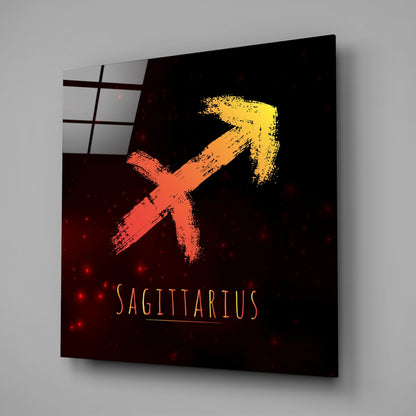 Red and Yellow Arrow Sagittarius Glass Wall Art