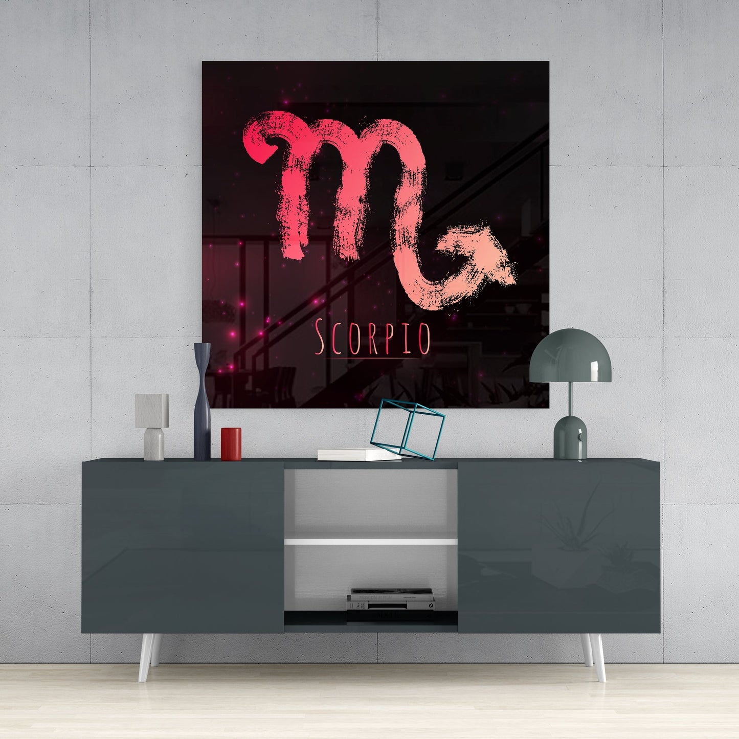 Scorpio Zodiac Crimson Sky Glass Wall Art