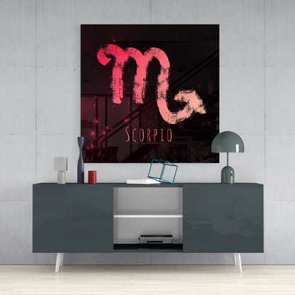 Scorpio Zodiac Crimson Sky Glass Wall Art