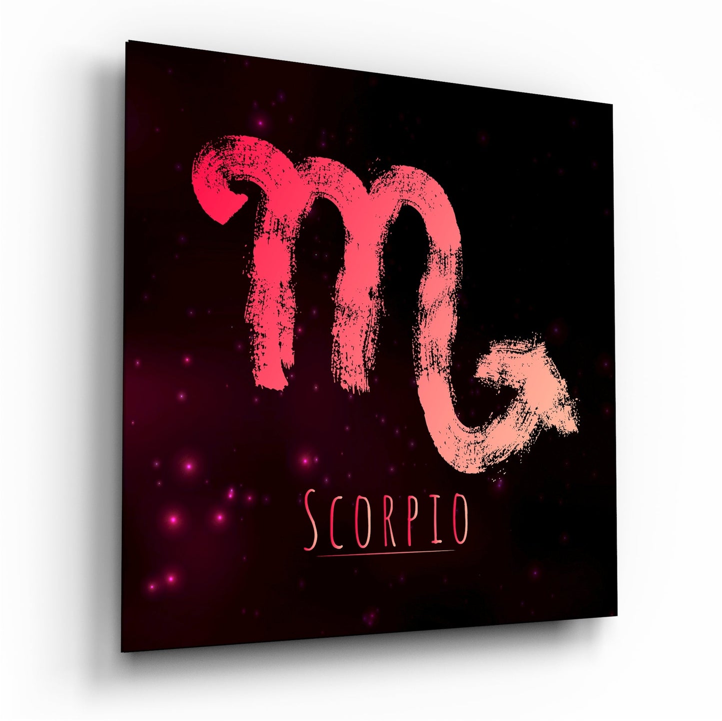 Scorpio zodiac glass wall art with crimson sky design