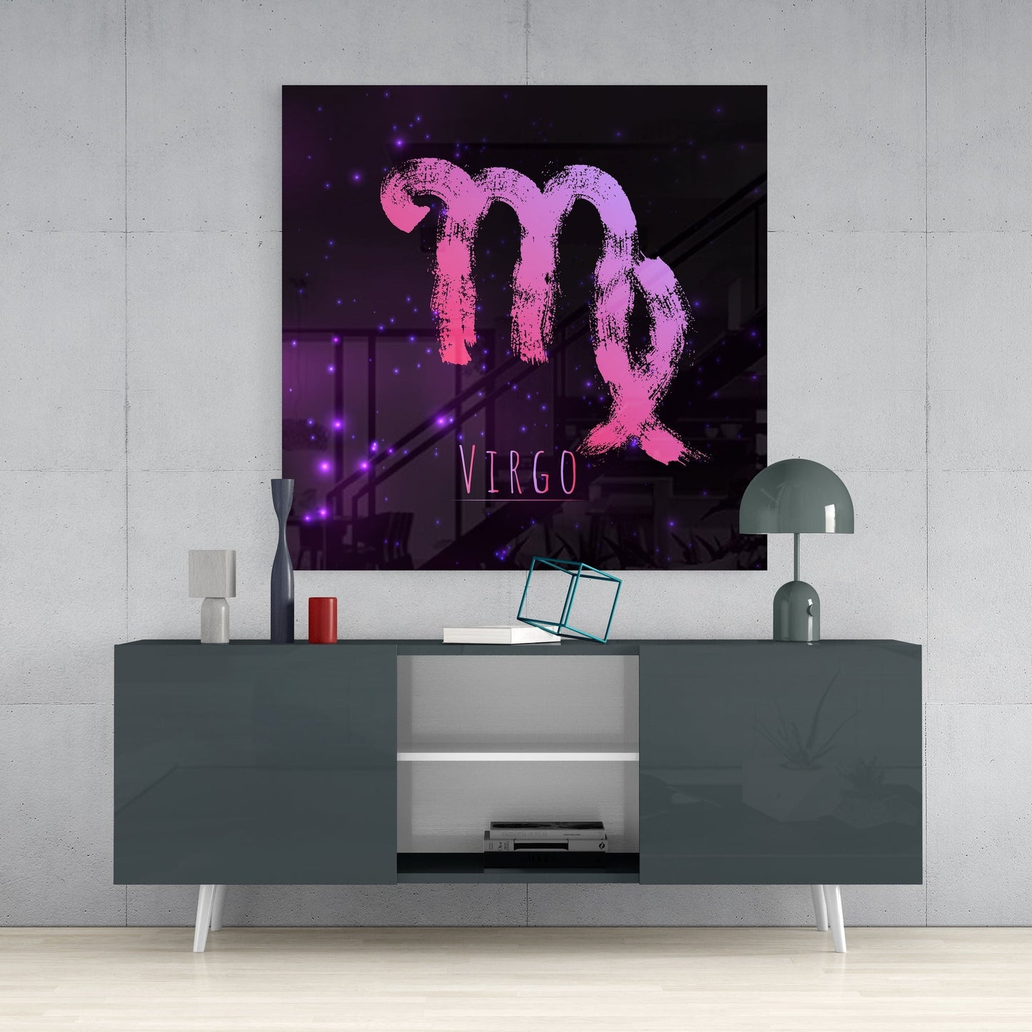 Purple Nebula Virgo Glass Wall Art