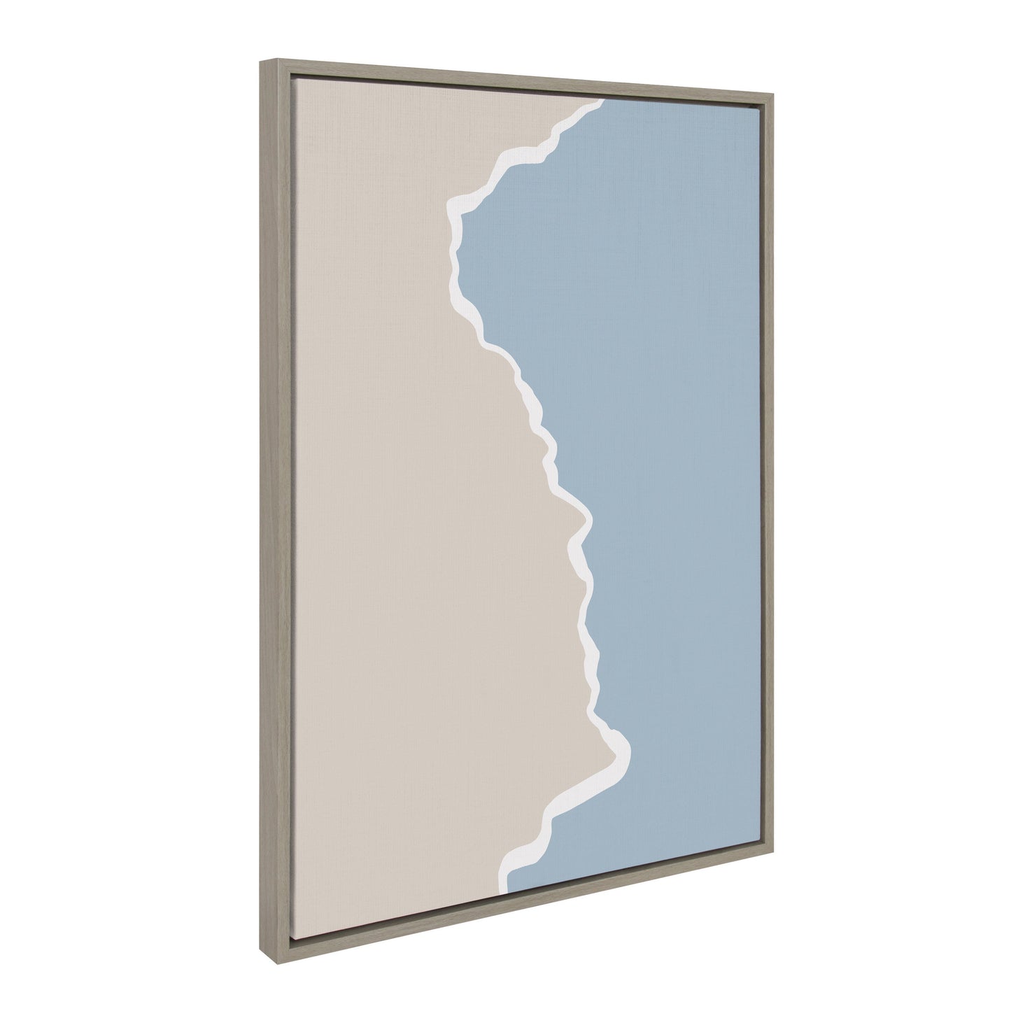 Beige and Blue Abstract Landscape Canvas Wall Art
