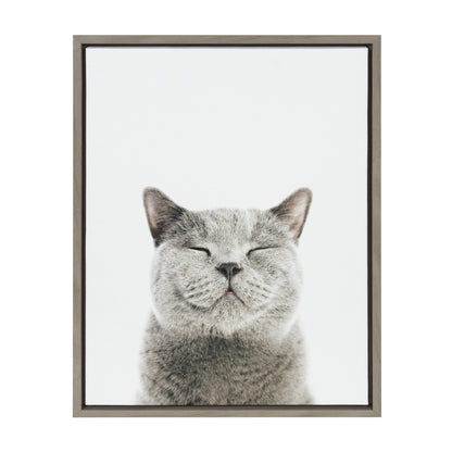 Smiling cat framed canvas wall art