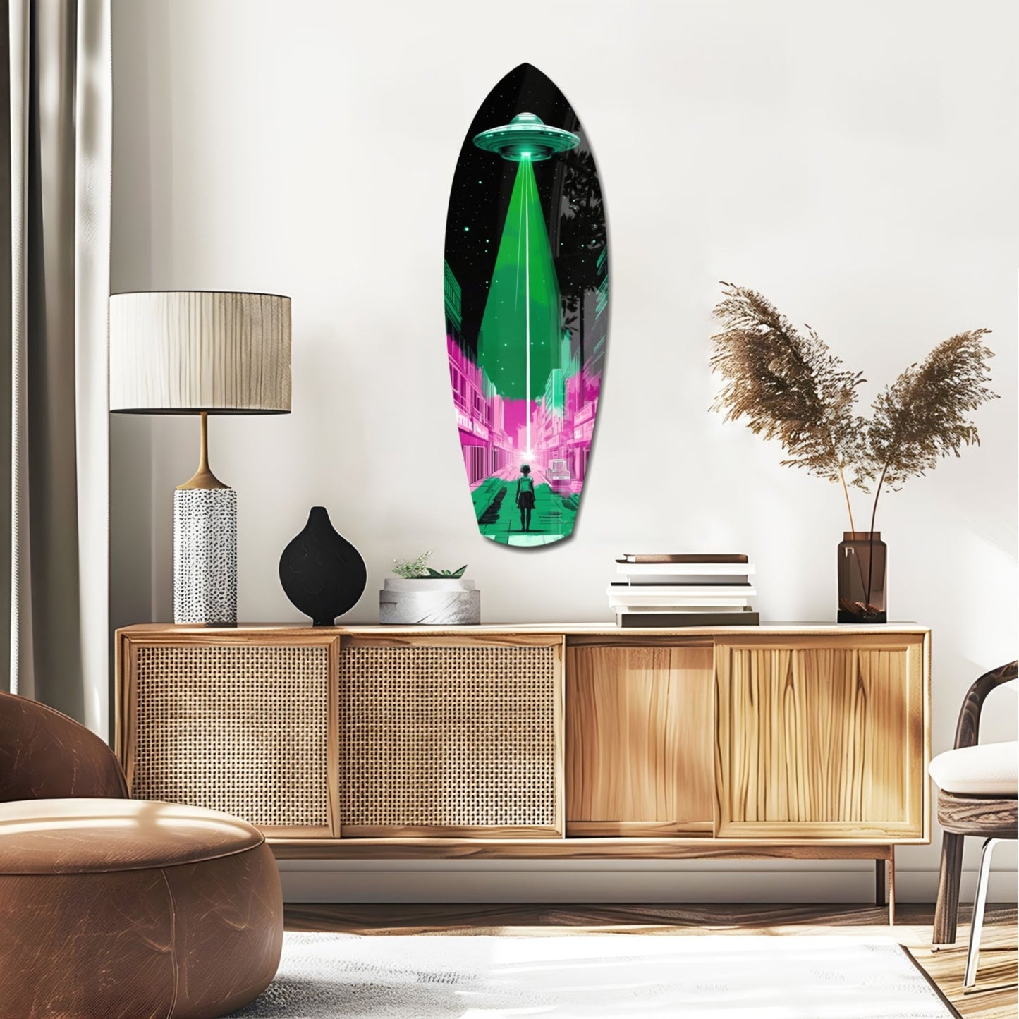 Alien Invade Glass Wall Art