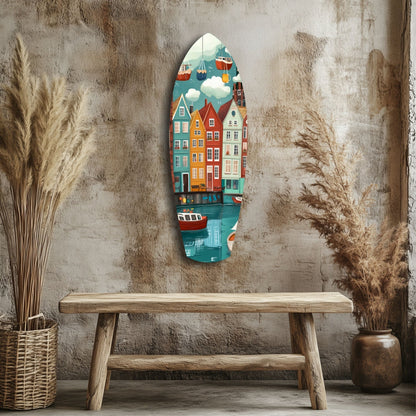 Coastal Village Glass Wall Art