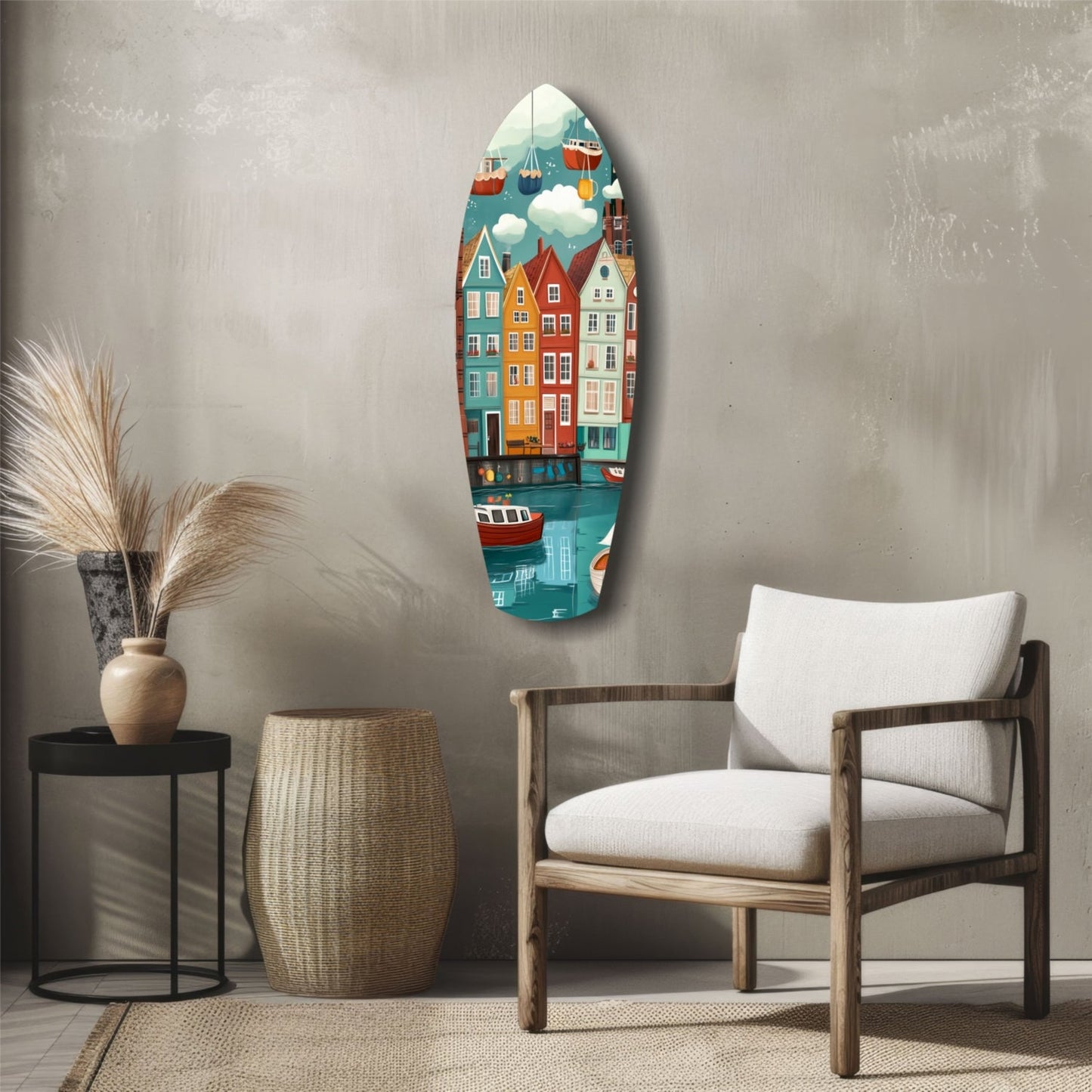 Coastal Village Glass Wall Art