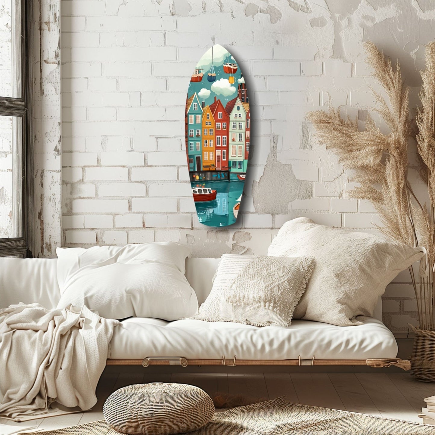 Coastal Village Glass Wall Art