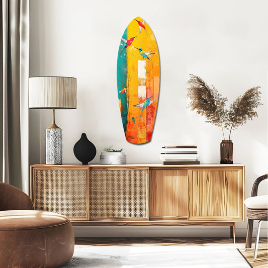 Colorful Birds Glass Wall Art