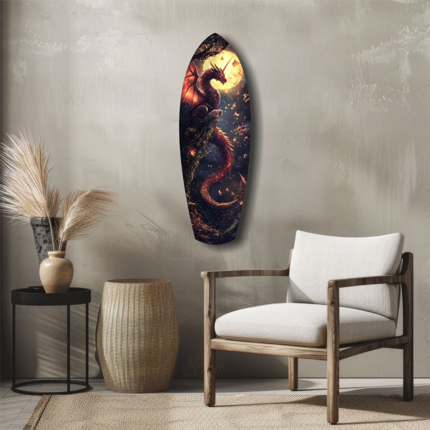 Moonlit Dragon Glass Wall Art