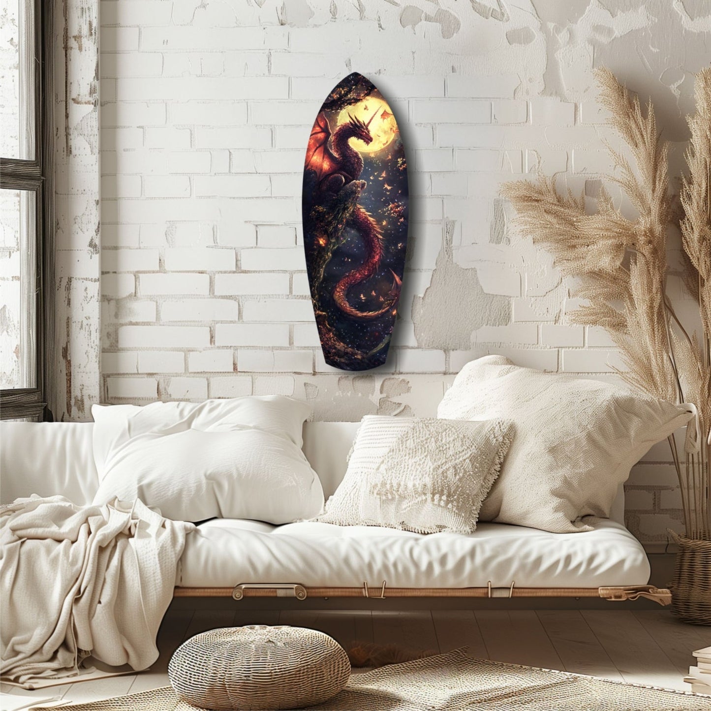 Moonlit Dragon Glass Wall Art