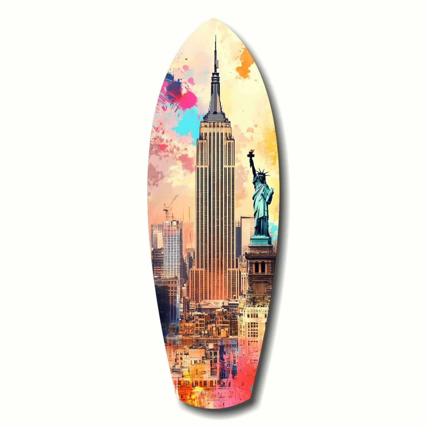Empire City skyline glass wall art