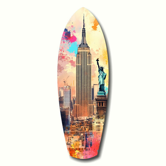 Empire City skyline glass wall art