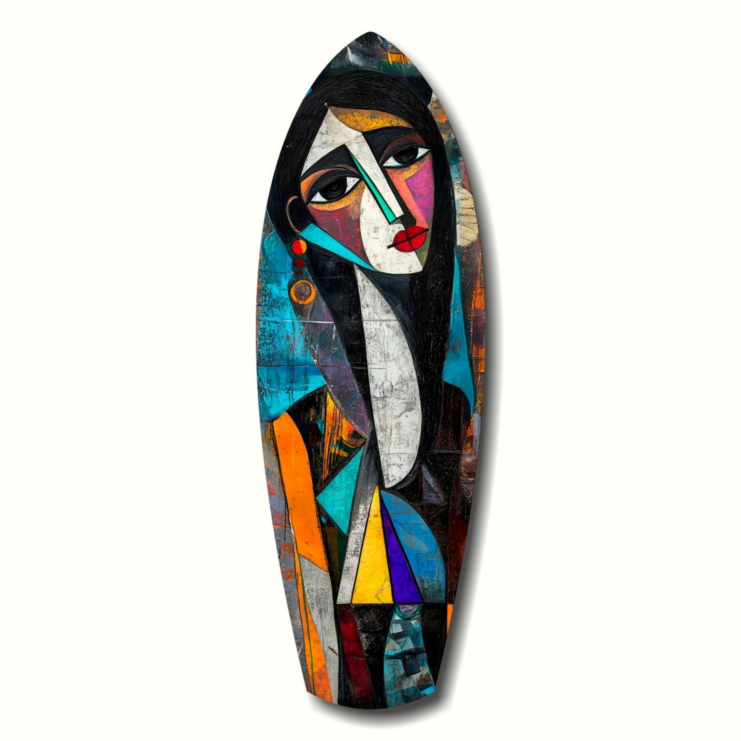 Cubist Muse glass wall art with tempered glass polished finish