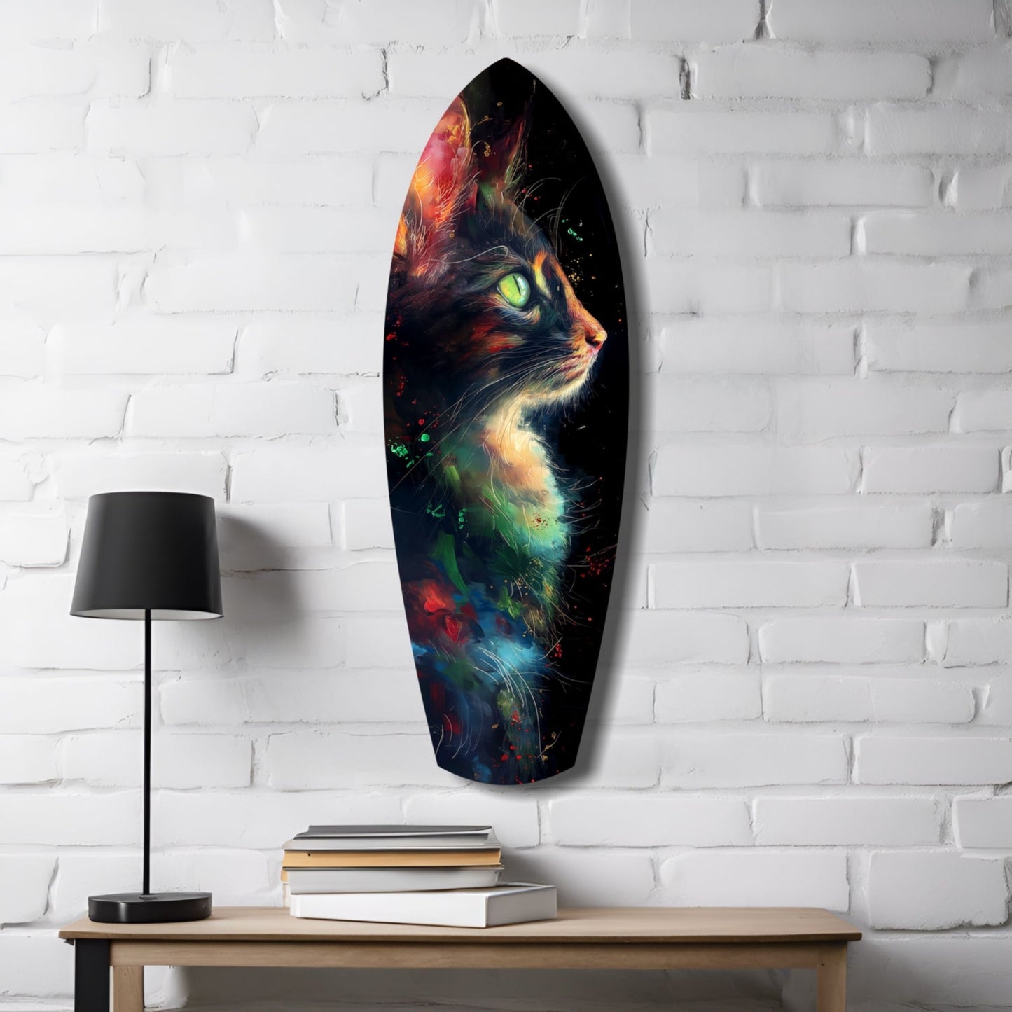 Celestial Cat Glass Wall Art, Night Sky Cat Decor