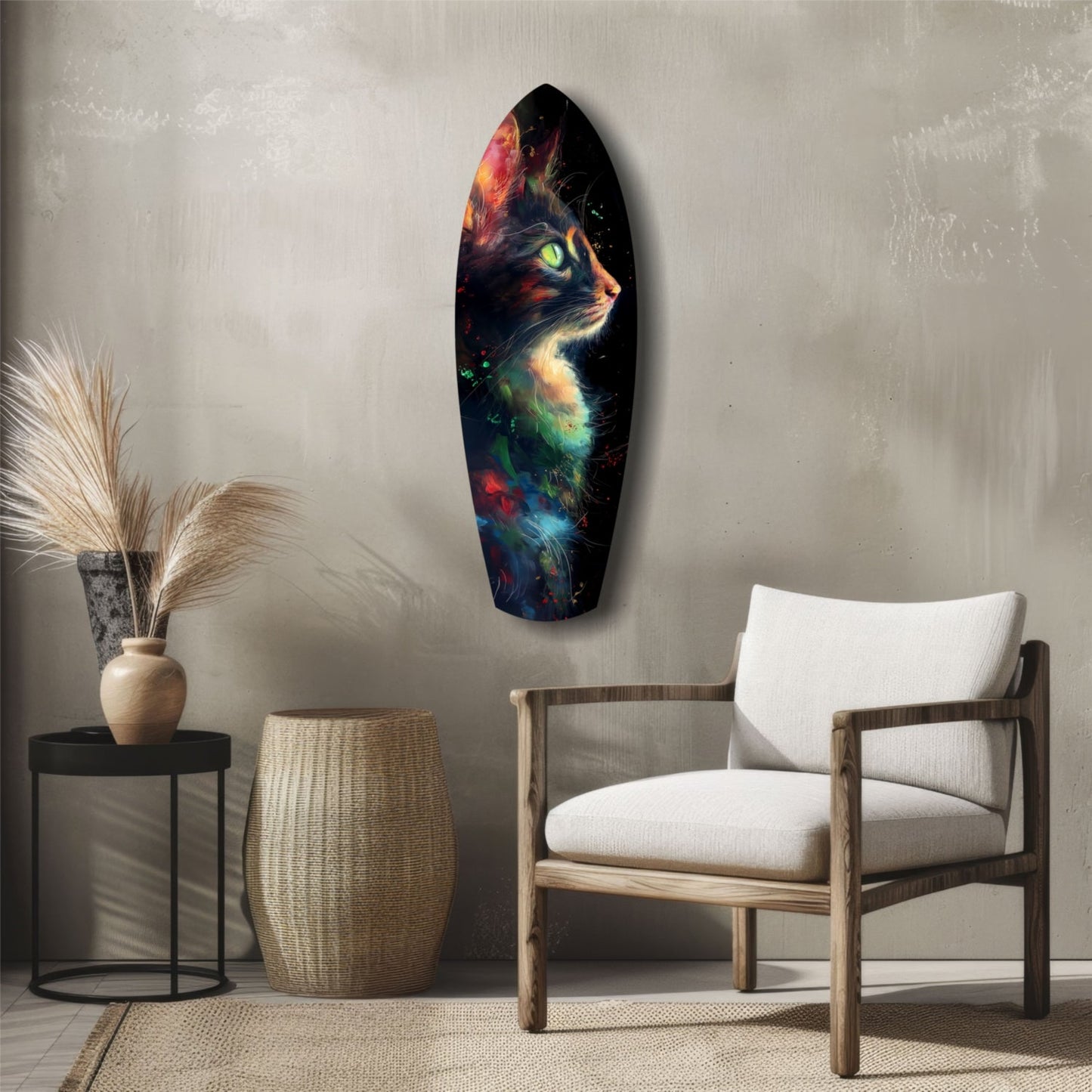 Celestial Cat Glass Wall Art, Night Sky Cat Decor