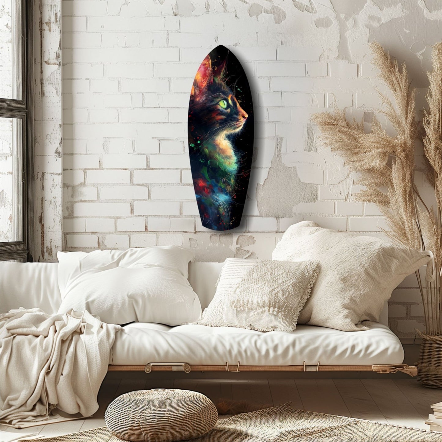 Celestial Cat Glass Wall Art, Night Sky Cat Decor