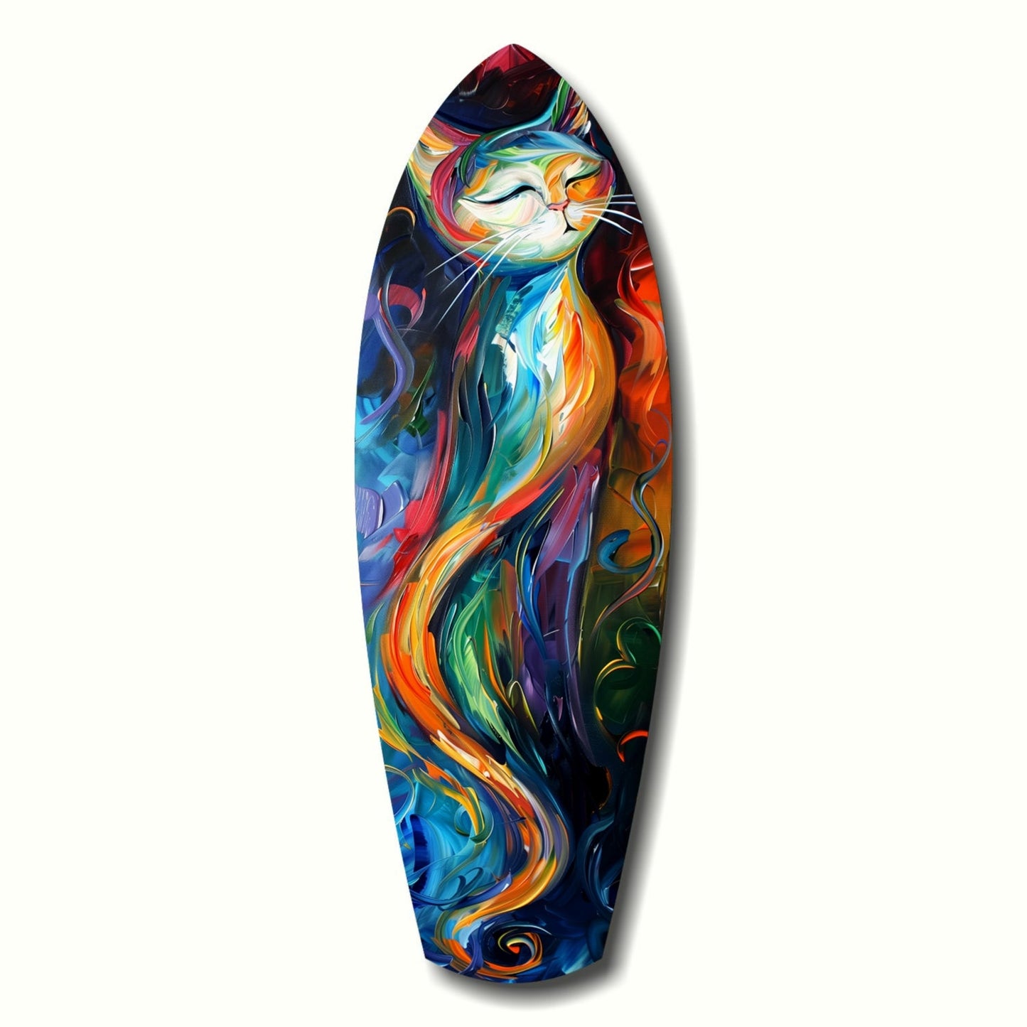 Cat glass wall art with charming kitty design on glossy tempered glass
