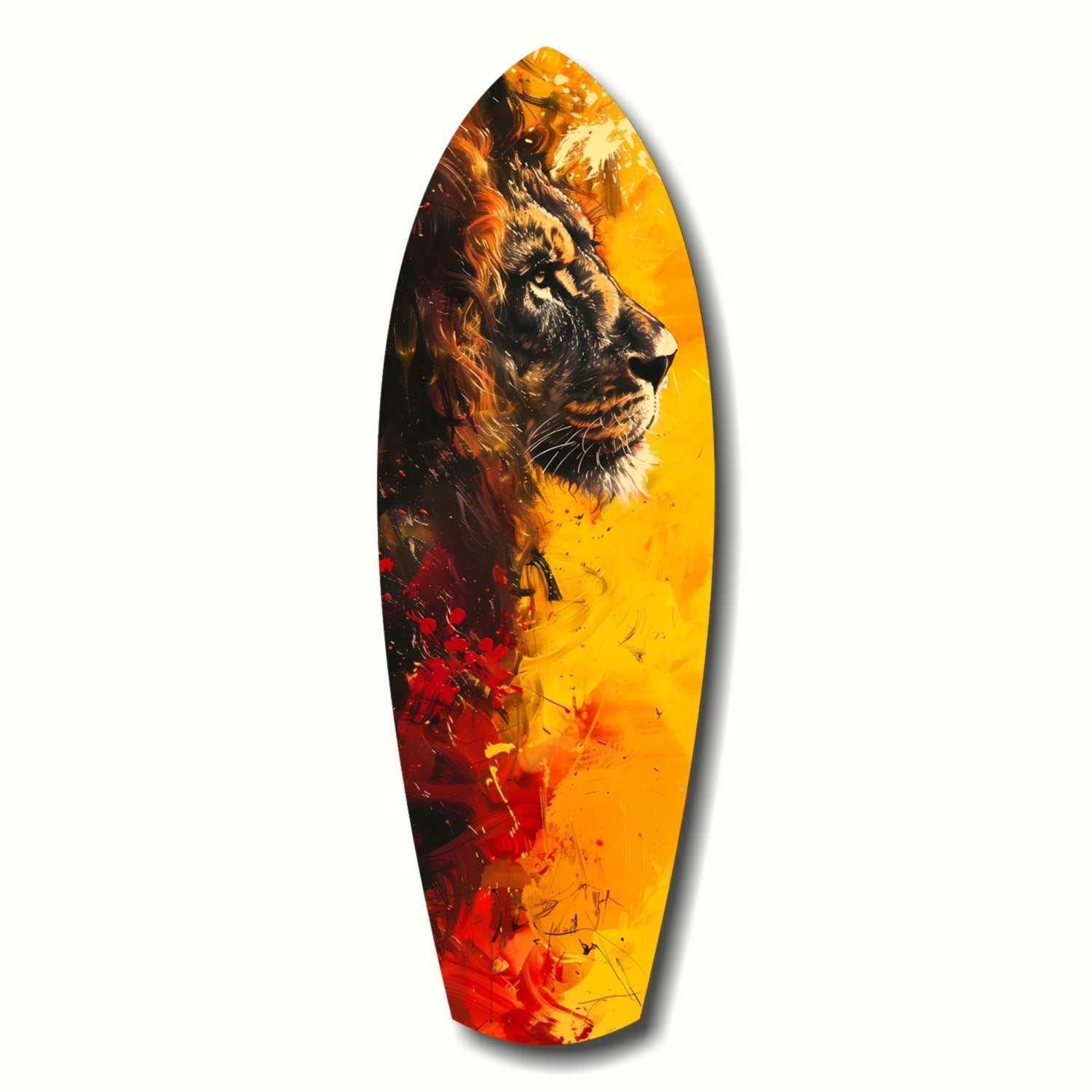Lion Pride Glass Wall Art hanging on a living room wall