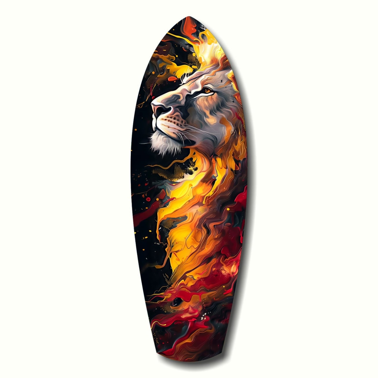 Lion Pride Glass Wall Art hanging on a living room wall