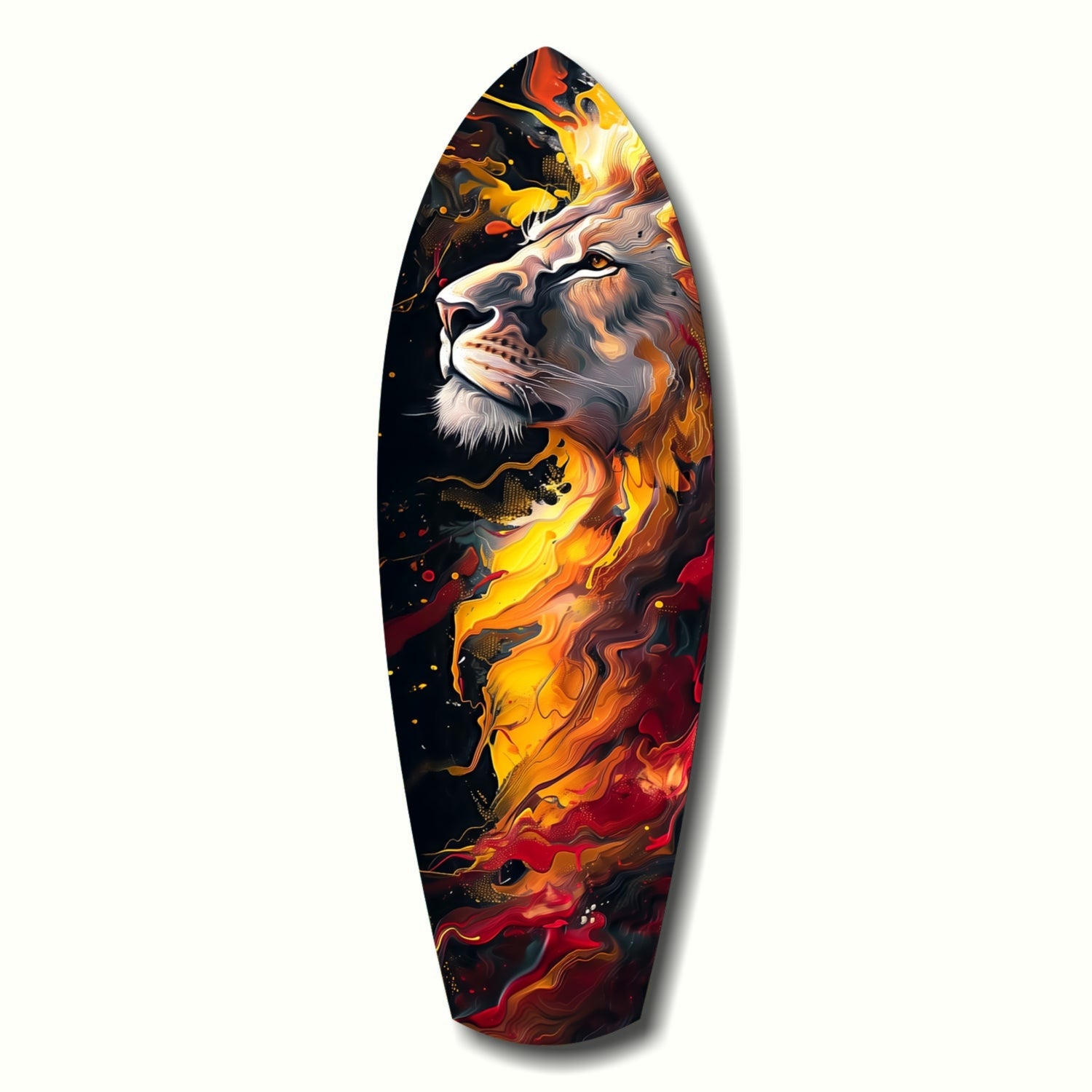 Lion Pride Glass Wall Art hanging on a living room wall