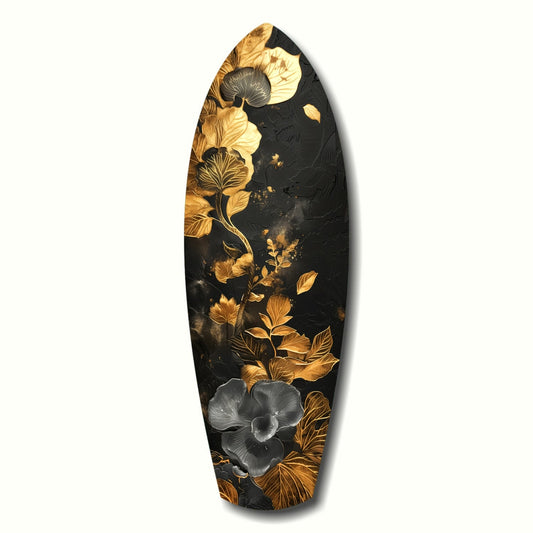 Golden Flower floral glass wall art