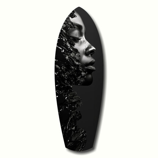 Woman Glass Wall Art hanging on a living room wall