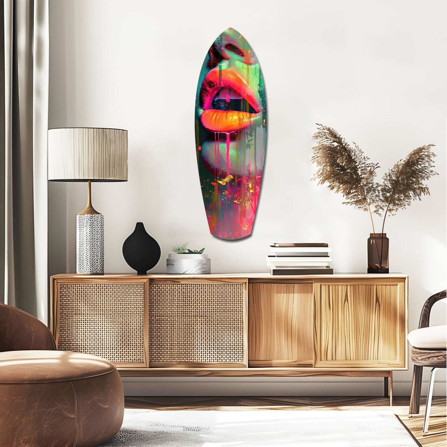 Colorful Lips Glass Wall Art