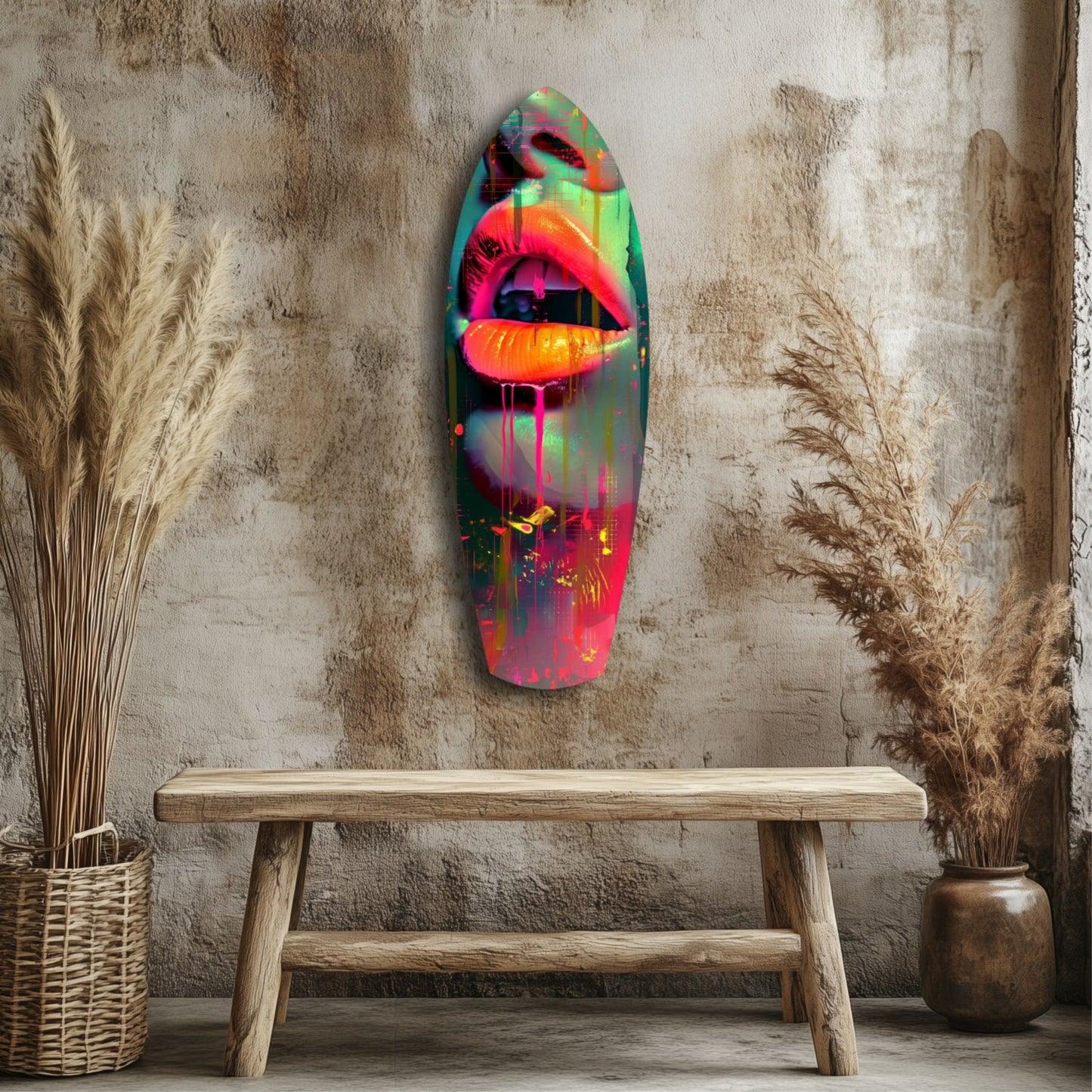 Colorful Lips Glass Wall Art