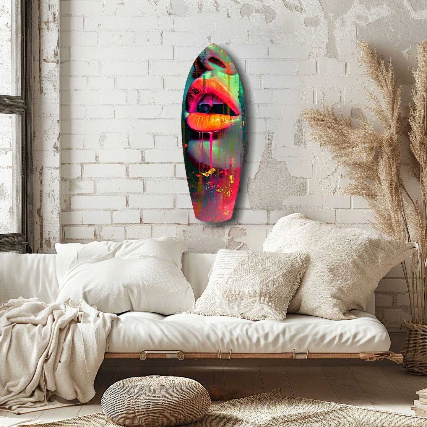 Colorful Lips Glass Wall Art