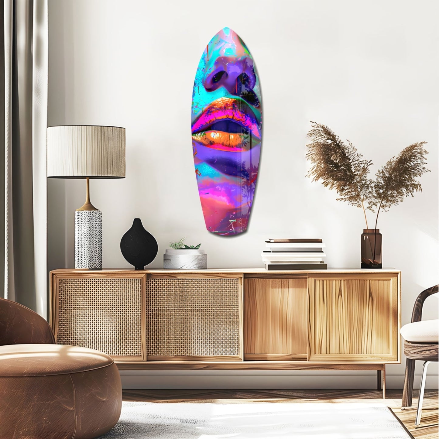 Colorful Lips Glass Wall Art