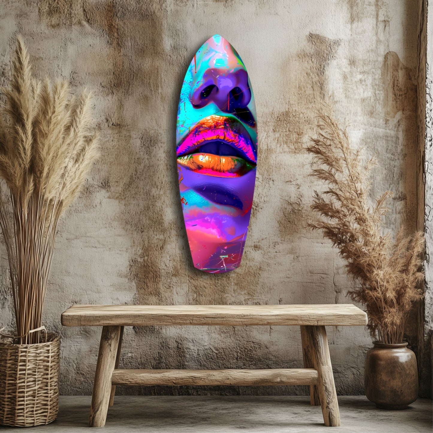 Colorful Lips Glass Wall Art