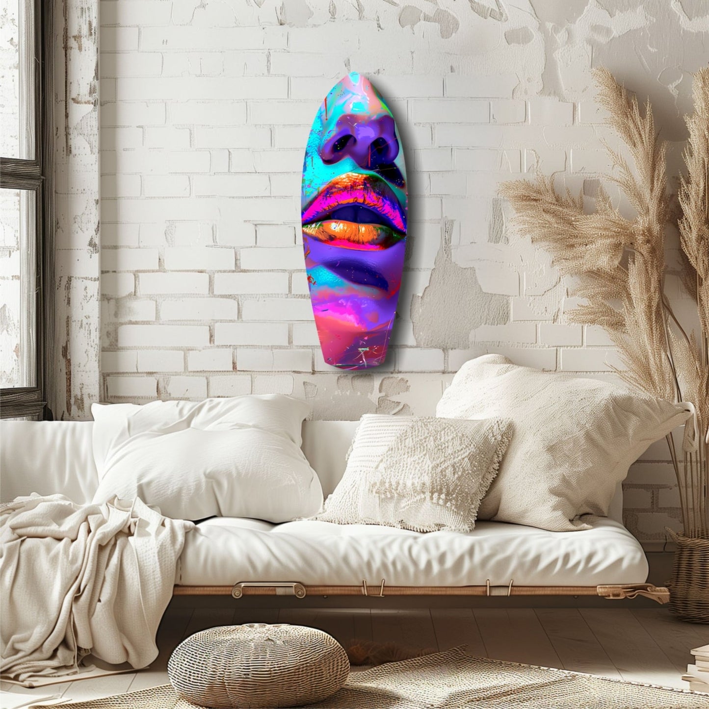 Colorful Lips Glass Wall Art