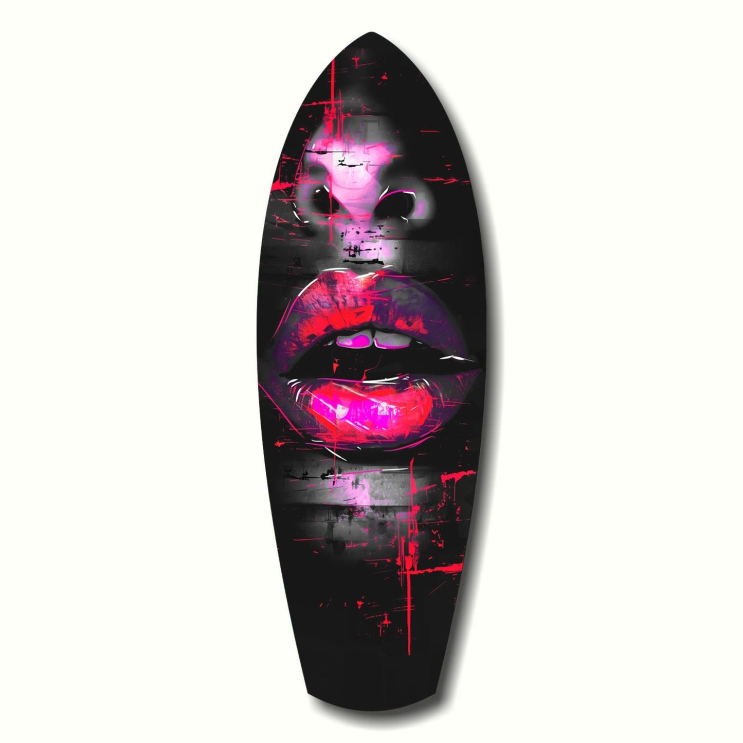 Colorful Lips Glass Wall Art hanging on a living room wall