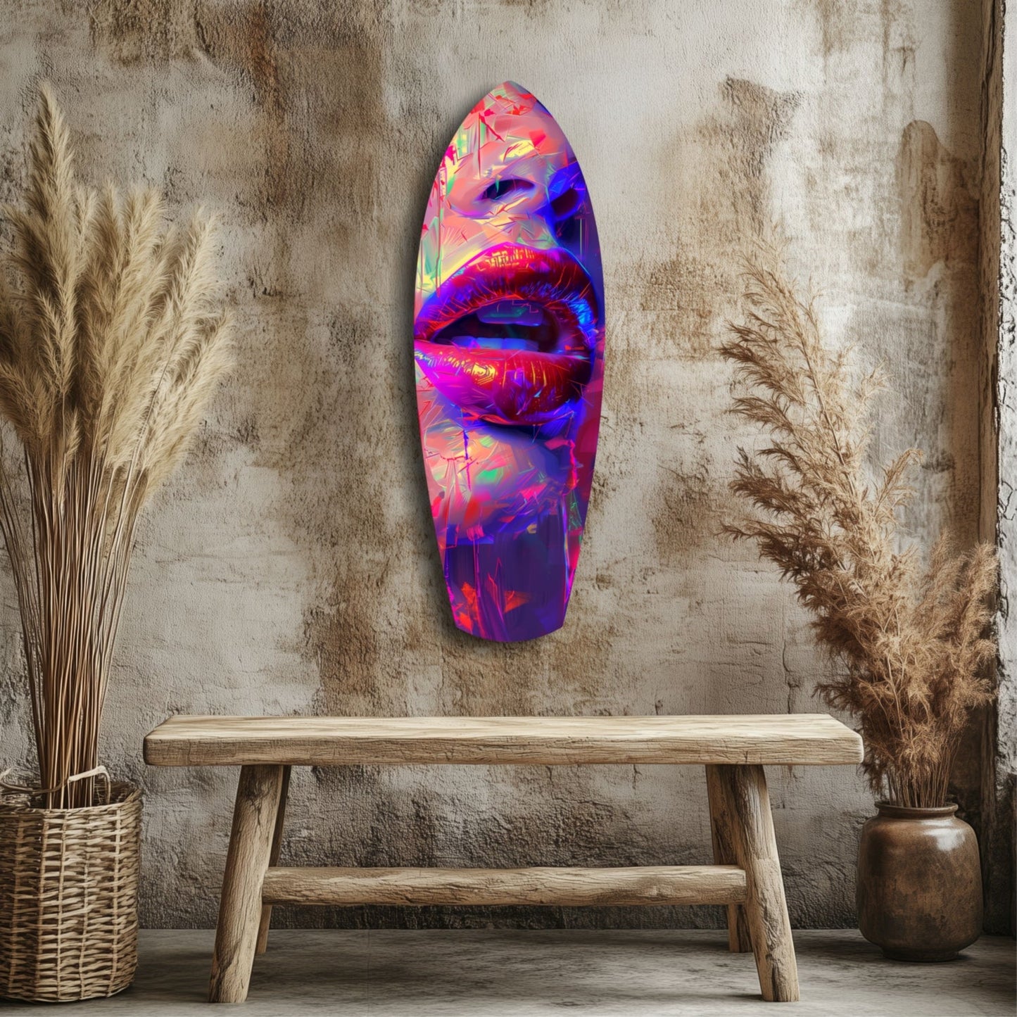 Colorful Lips Glass Wall Art